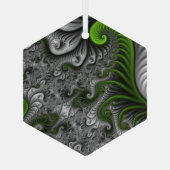 Fantasy World Green and Grey Abstract Fractal Art Glas Ornament (Achterkant)