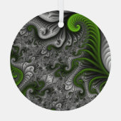 Fantasy World Green and Grey Abstract Fractal Art Glas Ornament (Achterkant)
