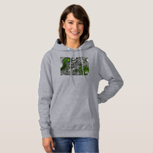 Fantasy World Green and Grey Abstract Fractal Art Hoodie