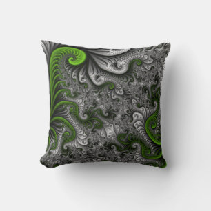 Fantasy World Green and Grey Abstract Fractal Art Kussen