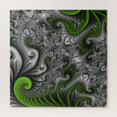 Fantasy World Green and Grey Abstract Fractal Art Legpuzzel (Verticaal)