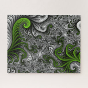 Fantasy World Green and Grey Abstract Fractal Art Legpuzzel