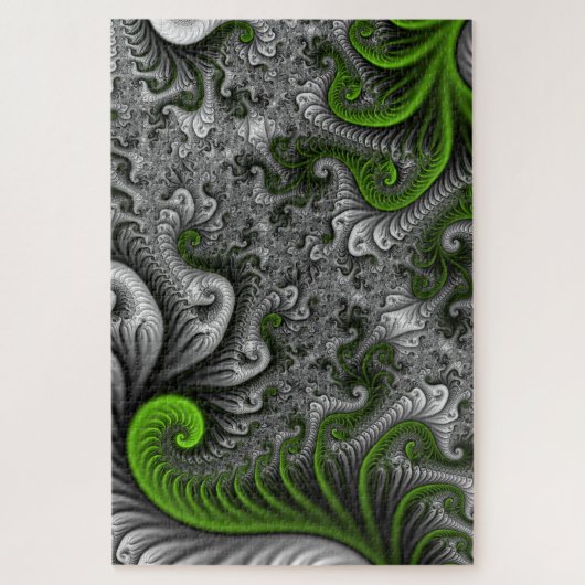 Fantasy World Green and Grey Abstract Fractal Art Legpuzzel (Verticaal)
