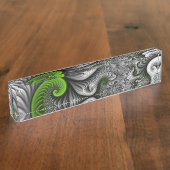 Fantasy World Green and Grey Abstract Fractal Art Naambordje (Zijkant)