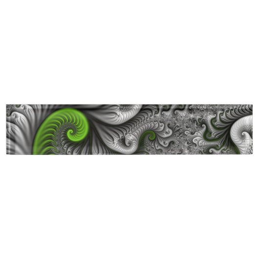 Fantasy World Green and Grey Abstract Fractal Art Naambordje (Voorkant)