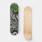 Fantasy World Green and Grey Abstract Fractal Art Skateboard (Voorkant)
