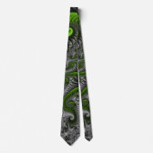 Fantasy World Green and Grey Abstract Fractal Art Stropdas (Voorkant)