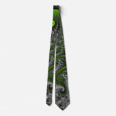 Fantasy World Green and Grey Abstract Fractal Art Stropdas (Achterkant)