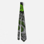 Fantasy World Green and Grey Abstract Fractal Art Stropdas (Achterkant)