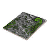 Fantasy World Green and Grey Abstract Fractal Art Tegeltje (Zijkant)