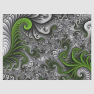Fantasy World Green and Grey Abstract Fractal Art Tissuepapier