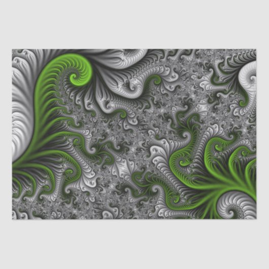 Fantasy World Green and Grey Abstract Fractal Art Tissuepapier (Voorkant)
