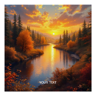Fantasy Zachte Herfst Zonsondergang Landschap Perfect Poster