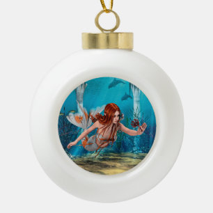 Fantasy Zeemeermin en Zee Lily Keramische Bal Ornament