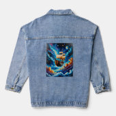 Fantasy zeilschip in Space T-shirt Denim Jacket (Achterkant)