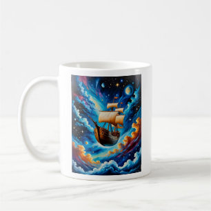 Fantasy zeilschip in Space T-shirt Koffiemok