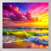 Fantasy zonsondergang over Serene Lake - 3D Pastel Poster (Voorkant)