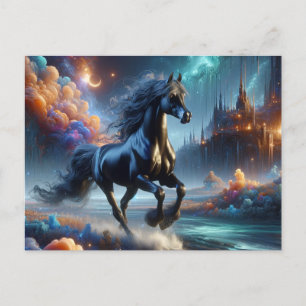 Fantasy Zwart Half Arabisch Paard Briefkaart