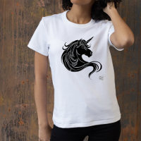 Fantasy Zwarte Tribale Eenhoorn Witte Minimalist