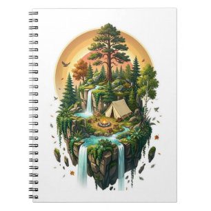 Fantasy Zwevende Eiland Kamperen Bos Notitieboek