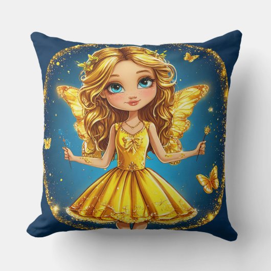 Fantasyfee met glittersparel in betoverde kameracc kussen (Voorkant)