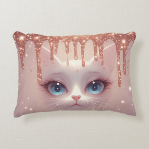 Fantasykat met rose goud druipend accent kussen