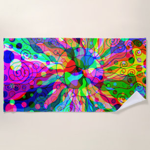 Fantasykunst schetsen - Abstracte Neonverschuiving Strandlaken