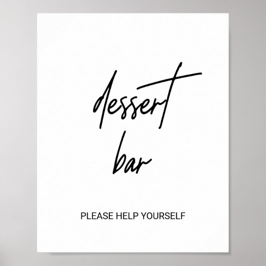 Fantasyvolle kalligrafie huwelijksdessertbar bord poster (Voorkant)