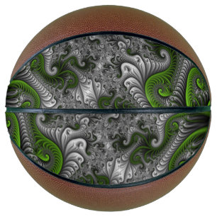Fantasywereld groen en grijs abstracte fractal kun basketbal