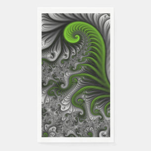 Fantasywereld groen en grijs abstracte fractal kun servet