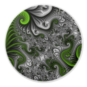 Fantasywereld groen en grijs abstracte fractale ku keramische knop