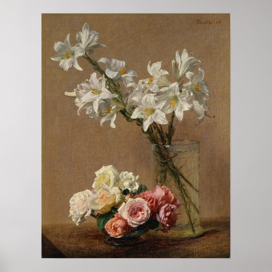 Fantin-lator — Rozen en gelilies Poster (Voorkant)