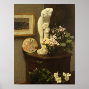 Fantin-Latour - Bloemen en diverse objecten Poster