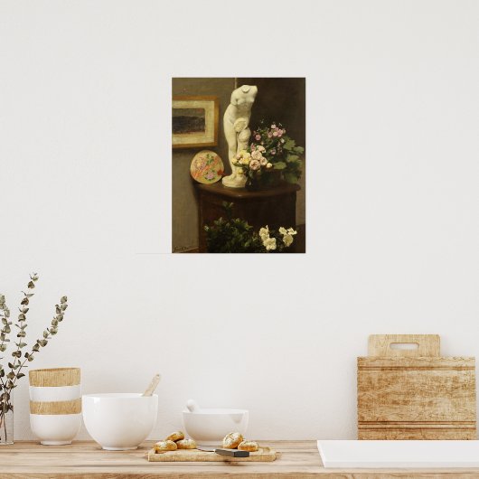 Fantin-latour - bloemen en diverse voorwerpen poster (Keuken)