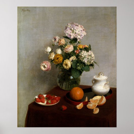 Fantin-latour - bloemen en vruchten poster (Voorkant)