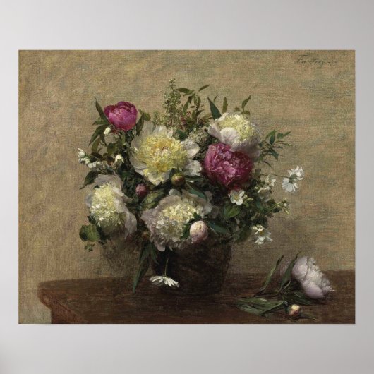 Fantin-Latour - Peonies Vase 1879 Poster (Voorkant)