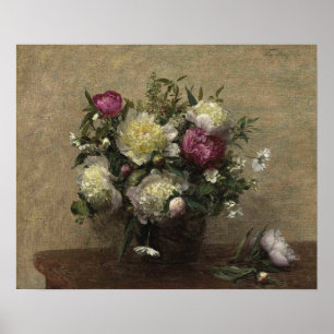Fantin-Latour - Pioenrozenvaas 1879 Poster