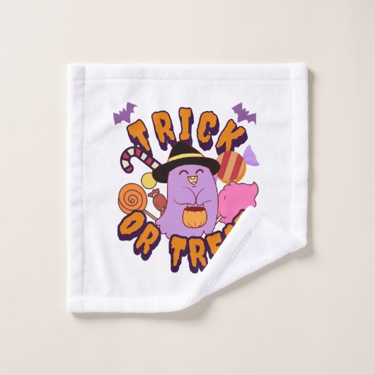 Fantôme adorable d'Halloween Trick or Treat (Gant de toilette)