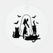 Fantôme avec chats Ornement d'arbre d'Halloween (Verso)