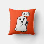 Fantôme avec téléphone "Quoi ?" Coussin décoratif (Verso)