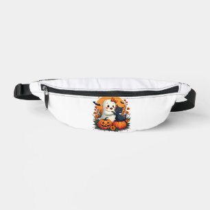 Fantôme de Halloween vintage tenant un chat noir g