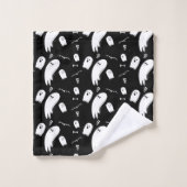 Fantôme d'Halloween, os, chauves-souris et crânes (Gant de toilette)