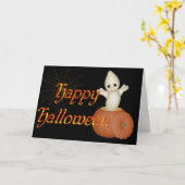 Fantôme en Citrouille Bonne carte de voeux Hallowe (Fleur jaune)