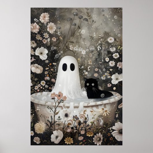 Fantôme et chat noir prend une impression de baign (Devant)