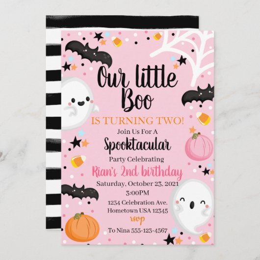 Fantôme Halloween Anniversaire Invitation Spooktac (Devant / Derrière)