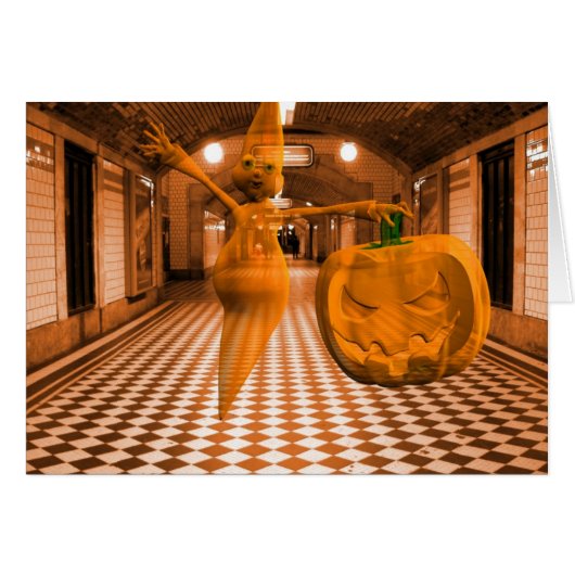 Fantôme mignon avec Citrouille (Devant horizontal)