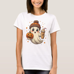 Fantôme mignon avec Citrouille & Café T-shirt Hall