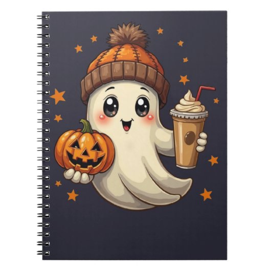 Fantôme mignon avec Citrouille et Carnet Spiral ca (Devant)