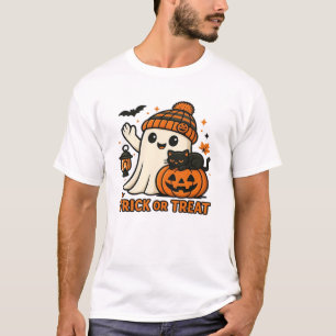 Fantôme Mignon et Chat Noir Trick or Treat T-shirt