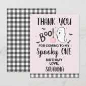 Fantôme rose Boo Halloween Carte de remerciements  (Devant / Derrière)